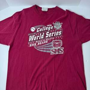 Vintage 2003 NCAA College World Series SMS Bears T-Shirt, Maroon, Size L